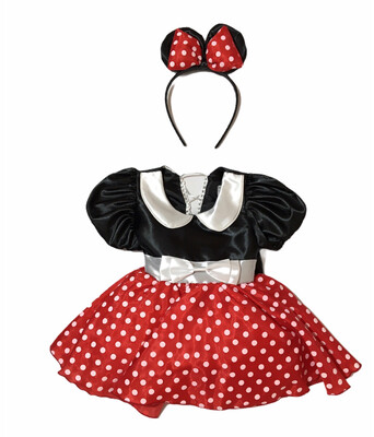 Disfraz Vestido Niña Tipo Minnie Mouse Mimi Disney Ratoncita