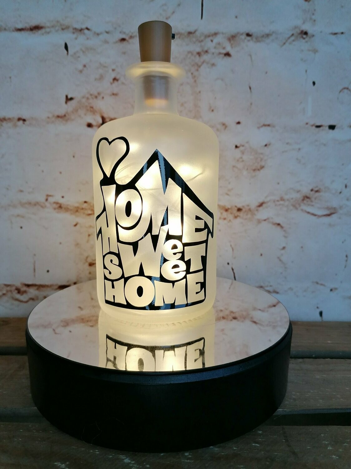 LED Flasche Home Sweet Home bedruckt