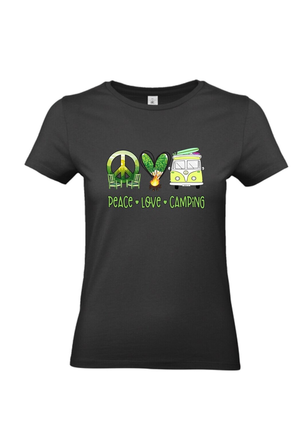Damen T-Shirt Love Peace Camping