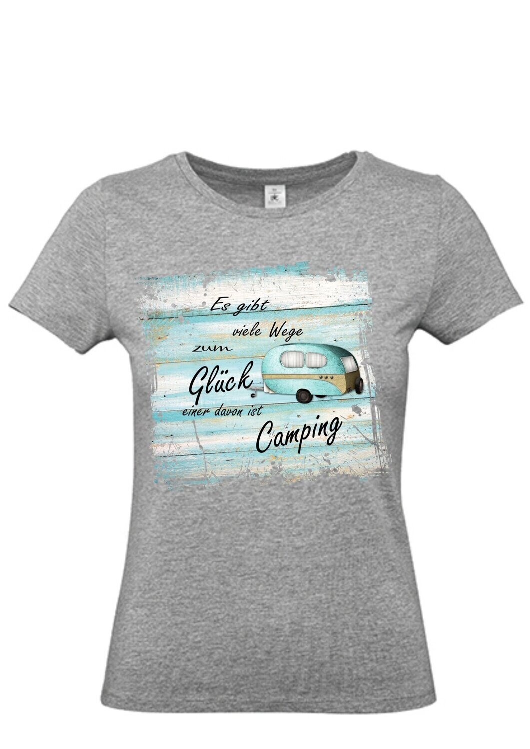 Damen T-Shirt Camping Glück
