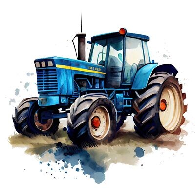 Bügelbild Traktor Blau