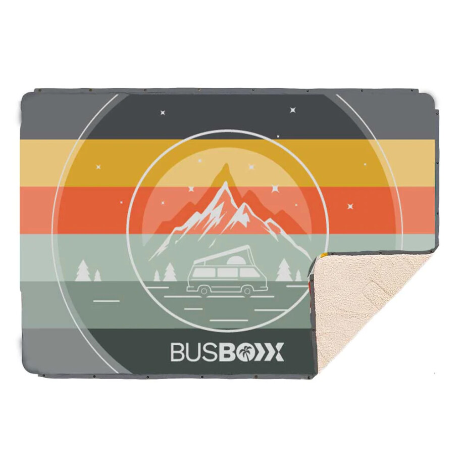 VOITED flauschige 4in1 Indoor/Outdoor Camping Decke mit Bulli-Motiv