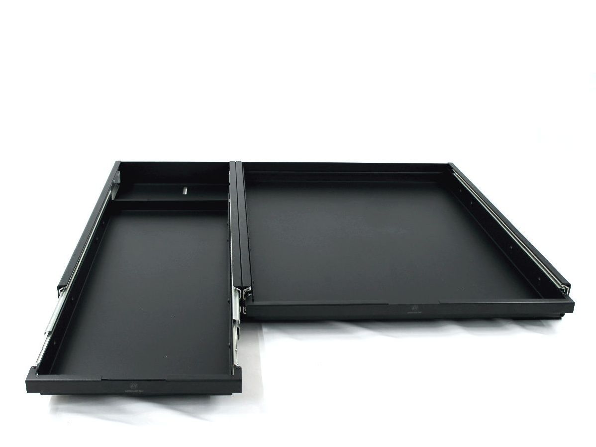 Heckauszug VW T5/6/6.1 Multivan & California Beach mit 3er Sitzbank - 2-teilig ausziehbare Aluwannen