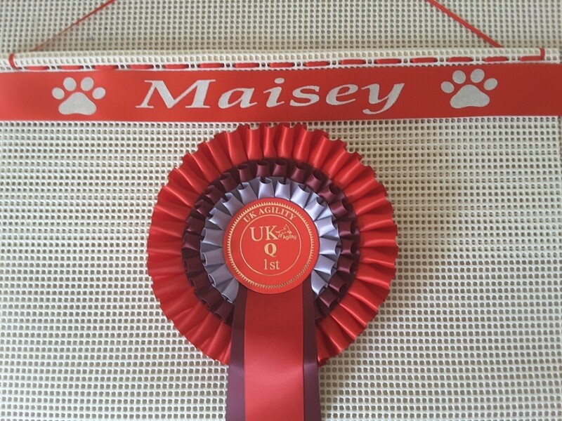 Personalised Rosette Holder with  &quot; PAW PRINTS&quot;