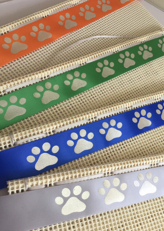NON Personalised Rosette Holder with  &quot;  JUST PAW PRINTS&quot;