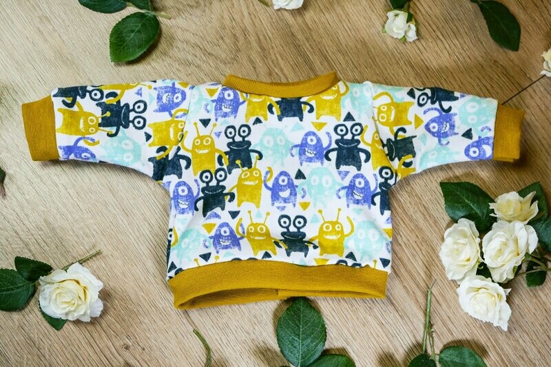 Puppen Pullover || bunte Monster || Pullover für Stoffpuppen von Elsklinger || für Puppenbabys und Puppenkinder zwischen 45 und 50 cm