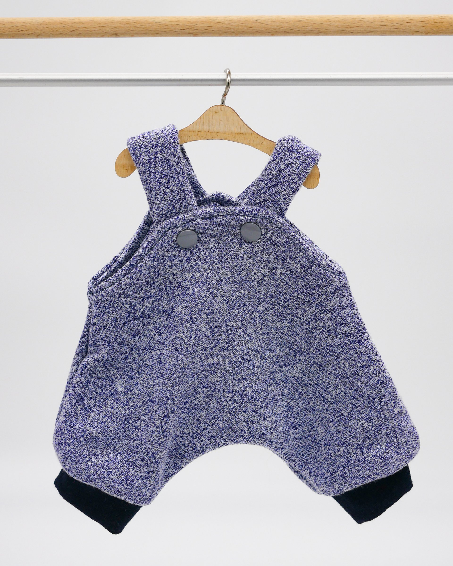 Latzhose || blau meliert || Latzhose für Puppen zwischen 40 und 50cm