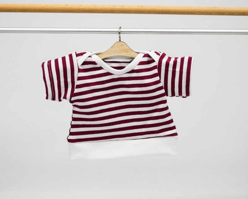 Puppen T-Shirt || dunkelrot/weiß gestreift || für Puppen zwischen 40 und 50 cm
