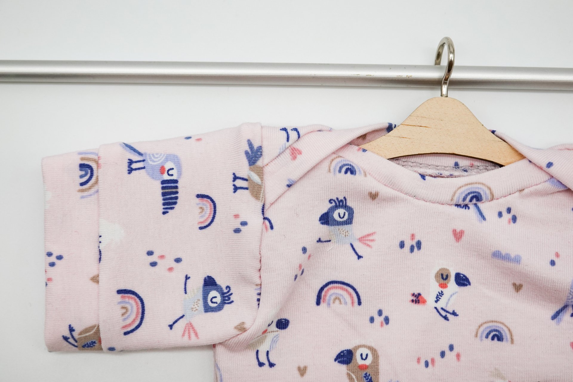 Puppen Pullover || rosa Vögel || Pullover für Stoffpuppen von Elsklinger || für Puppen zwischen 45 und 50 cm