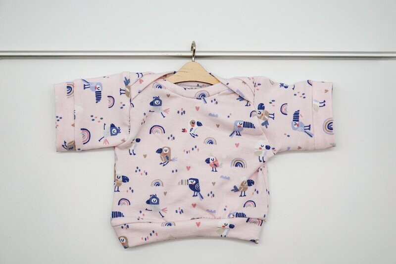 Puppen Pullover || rosa Vögel || Pullover für Stoffpuppen von Elsklinger || für Puppen zwischen 45 und 50 cm