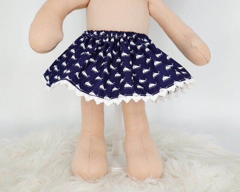 Puppen Rock || blau mit Walen || für Puppen zwischen 45 und 50 cm Puppen Rock || blau mit Walen || für Puppen zwischen 45 und 50 cm