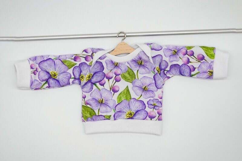 Puppen Pullover || lila Blumen ||  für Puppen zwischen 40 und 50 cm