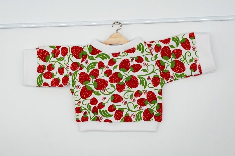 Oversized Puppen Pullover/ Jacke || rot Erdbeeren || für Puppen zwischen 40 und 50 cm