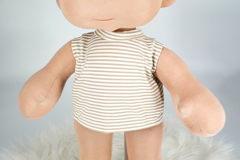 Puppen Top || beige/weiß gestreift || für Puppen zwischen 40 und 50 cm