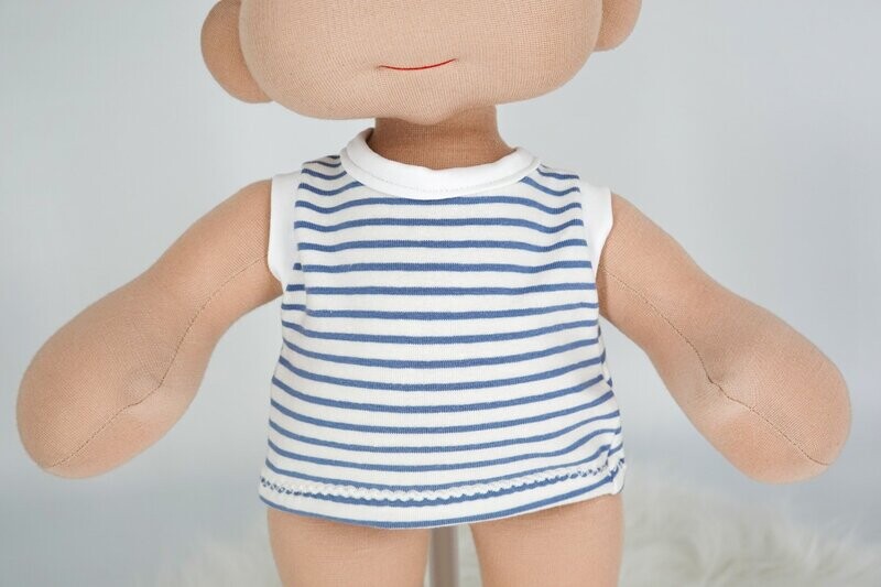Puppen Top || blau/weiß gestreift || für Puppen zwischen 40 und 50 cm