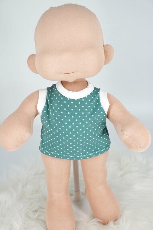 Puppen Top || azur Punkte || für Puppen zwischen 40 und 50 cm