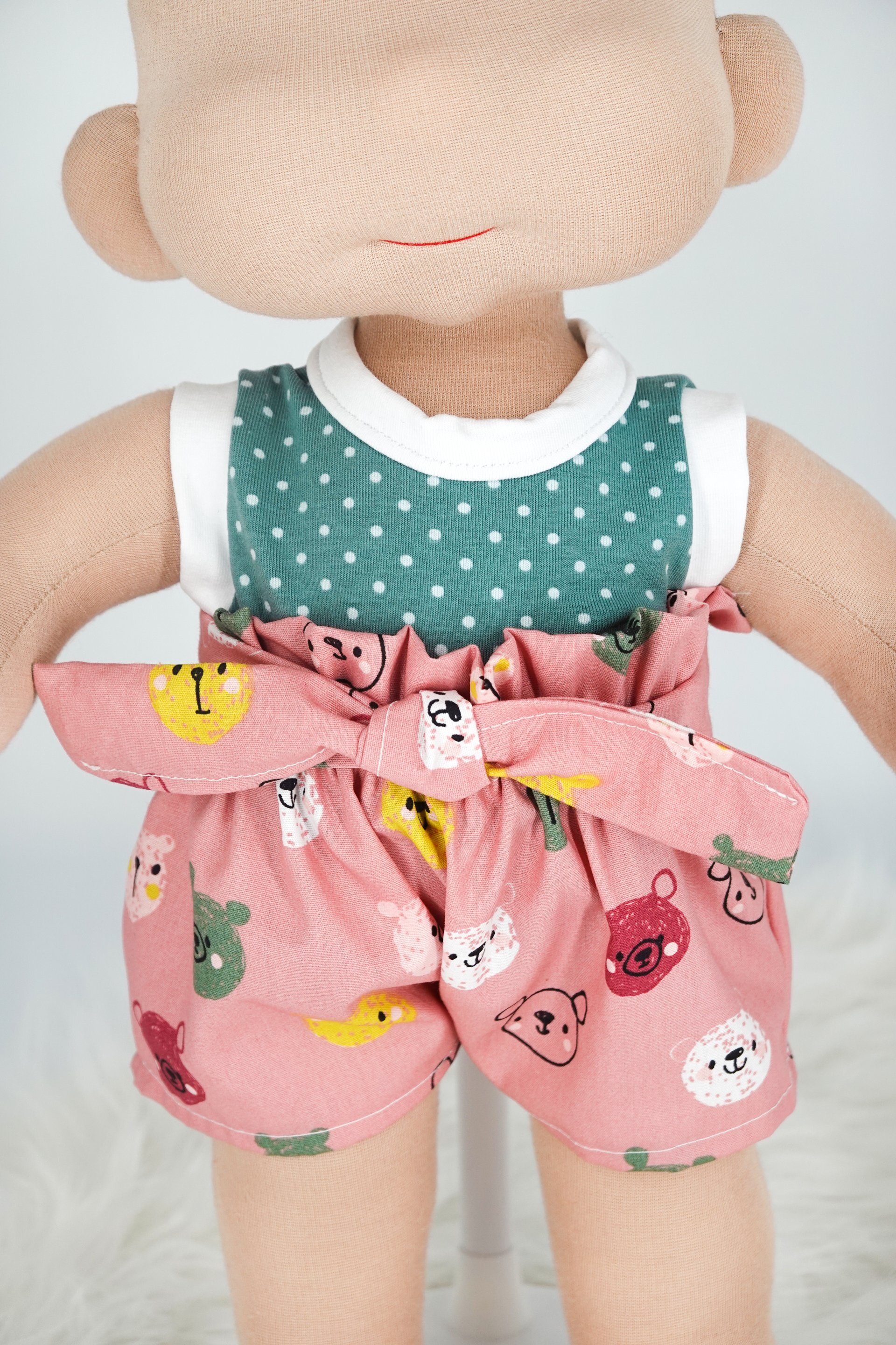 Puppen Top || azur Punkte || für Puppen zwischen 40 und 50 cm