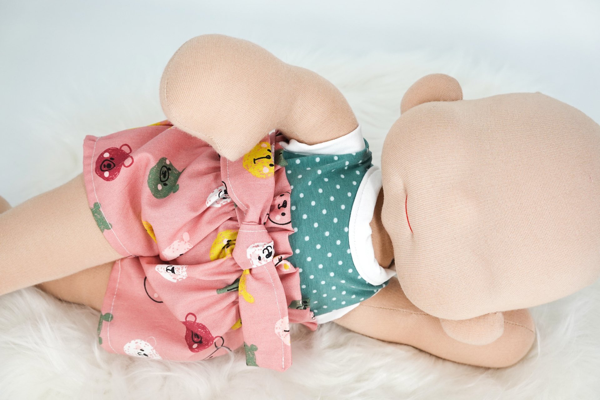 Paperbaghose || Rosa bunte Bären || Latzhose für Puppen zwischen 40 und 50cm