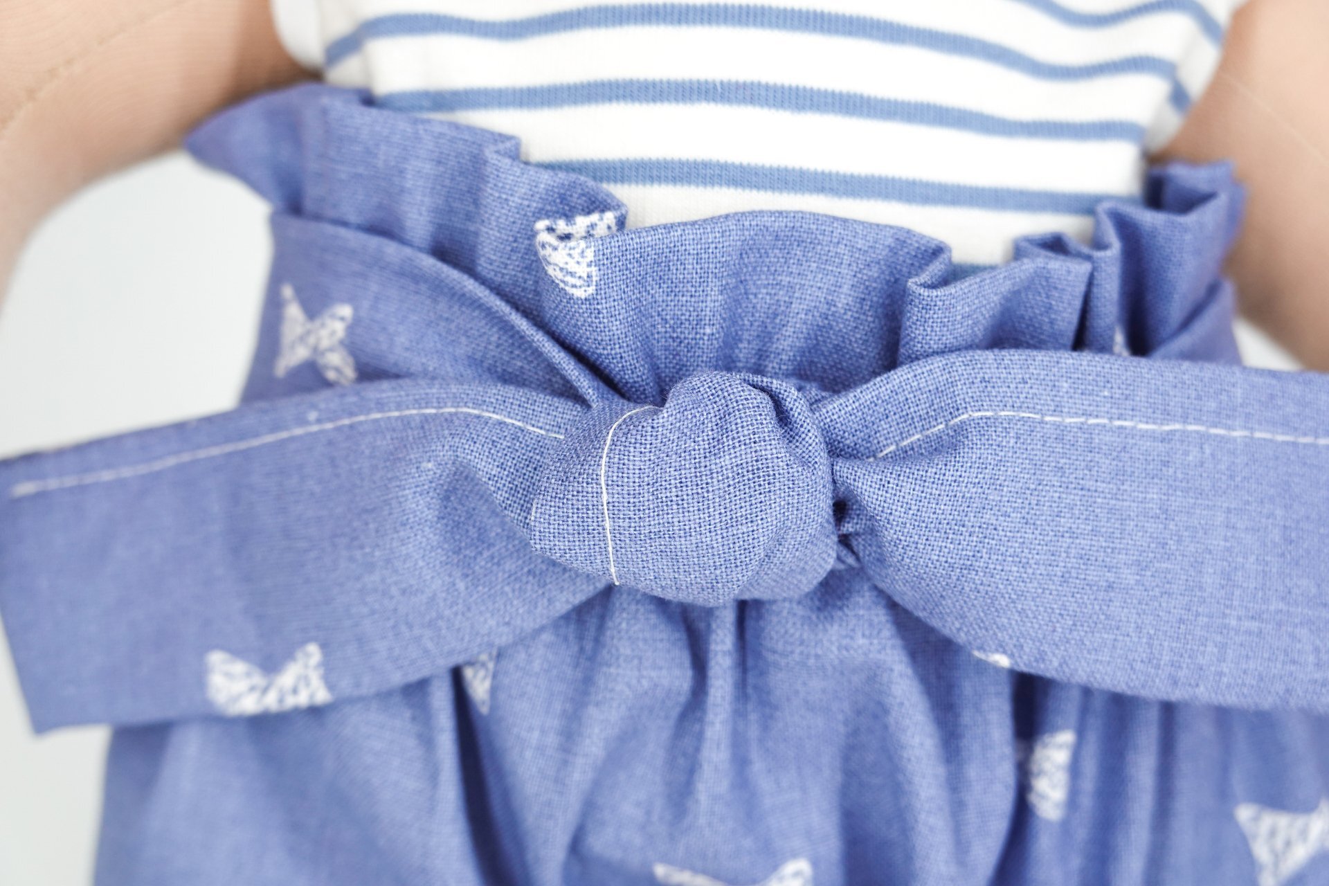 Paperbaghose || Jeansblau Schleifen || Latzhose für Puppen zwischen 40 und 50cm