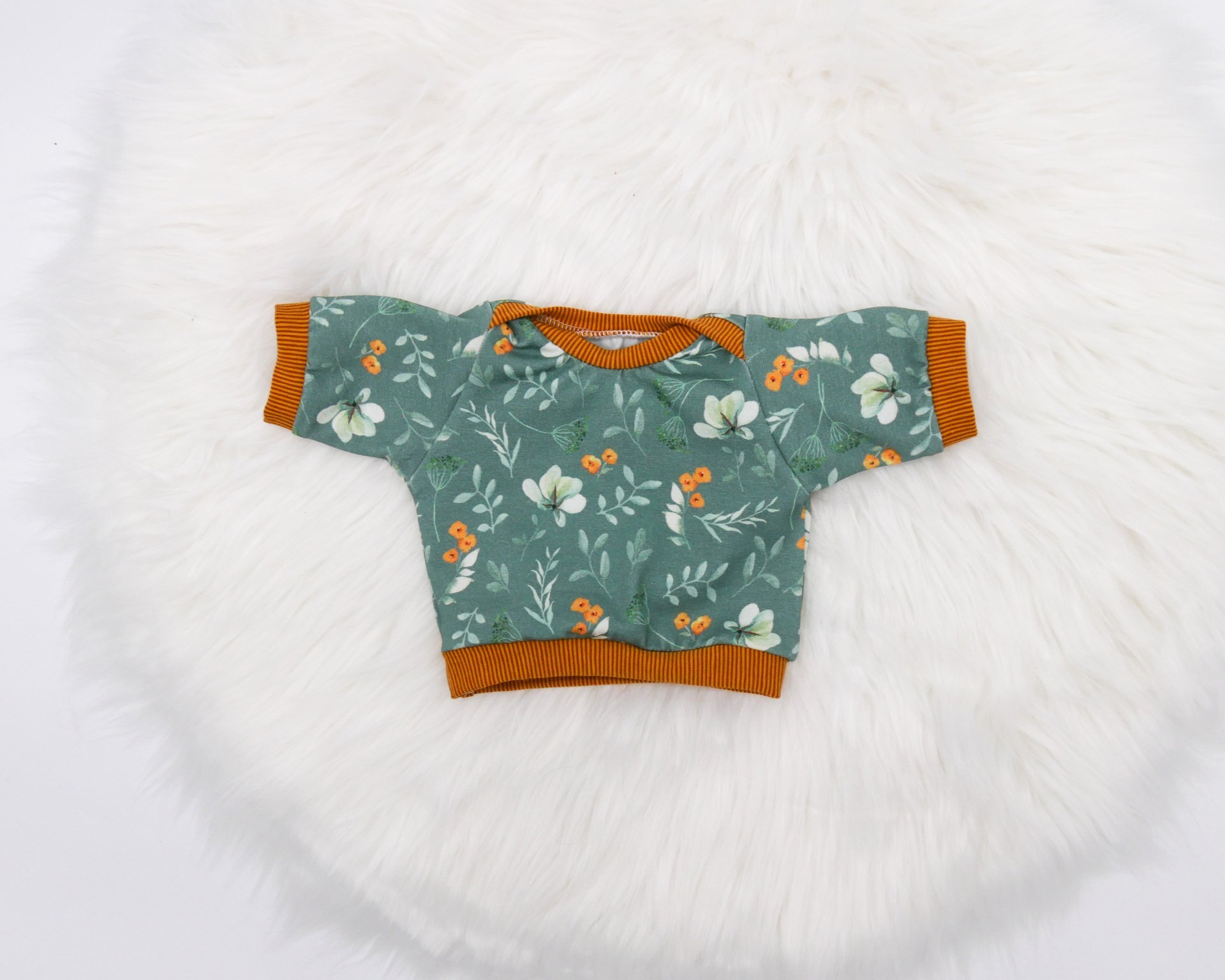Puppen Pullover || mint florales Muster || Pullover für Stoffpuppen von Elsklinger || für Puppen zwischen 45 und 50 cm