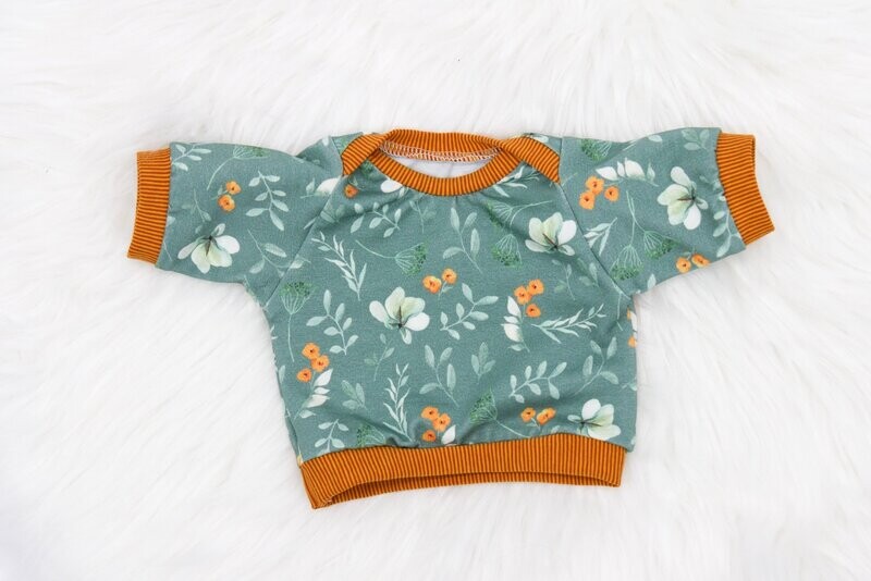 Puppen Pullover || mint florales Muster || Pullover für Stoffpuppen von Elsklinger || für Puppen zwischen 45 und 50 cm