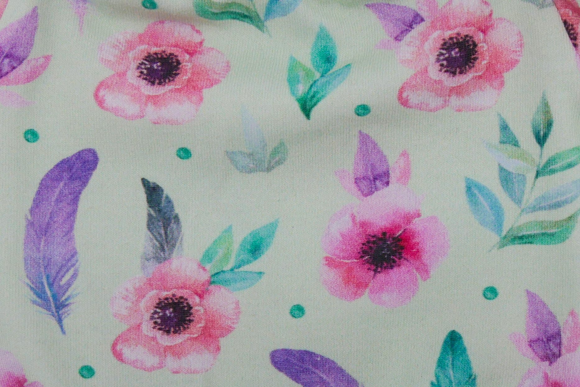 Puppen Baby Body || mint und rosa Blumen || für Puppen zwischen 45 und 50 cm