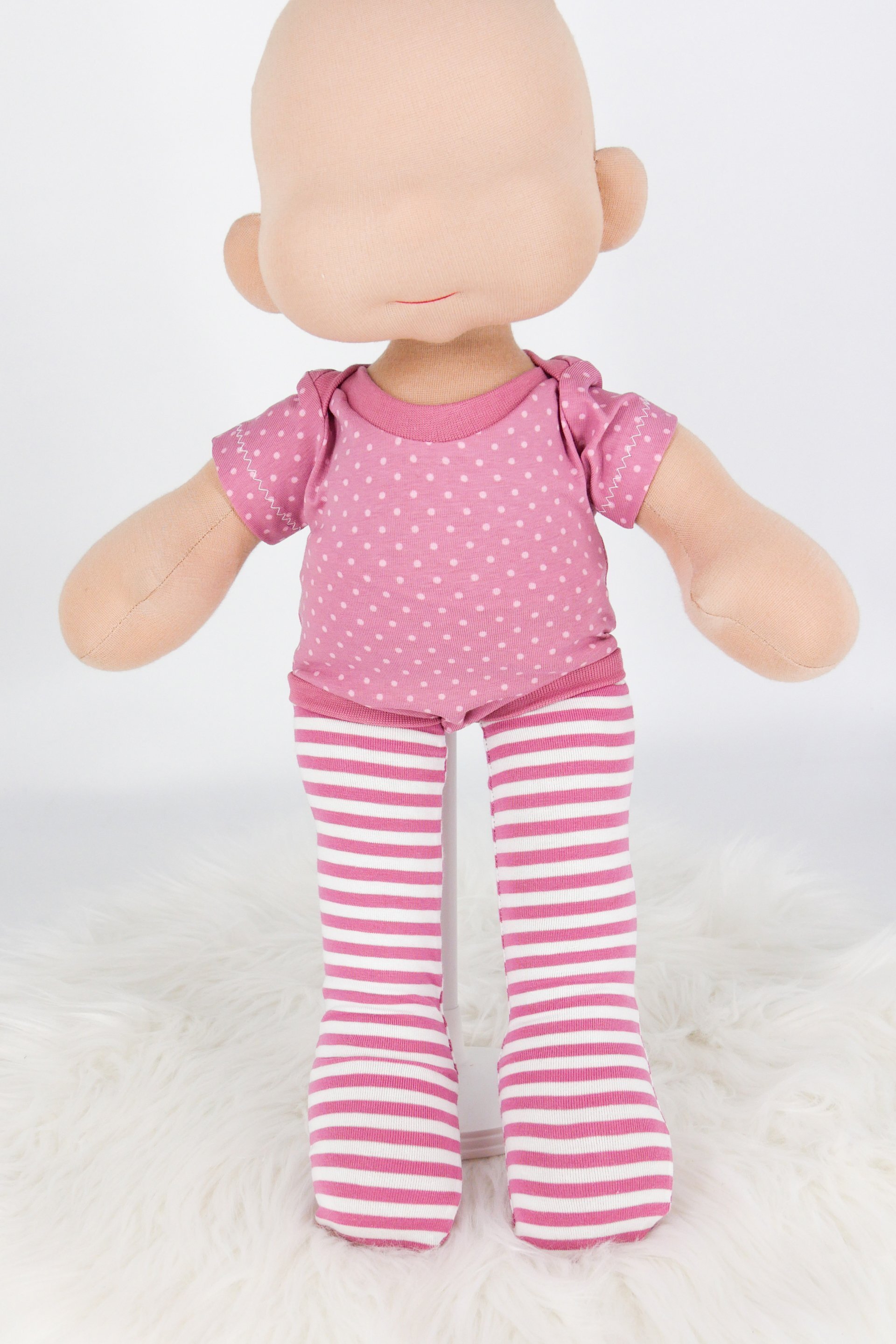 Puppenstrumpfhose || rosa-weiß gestreift || Strumpfhosen für Waldorfpuppe || Für Puppen zwischen 40 und 50cm