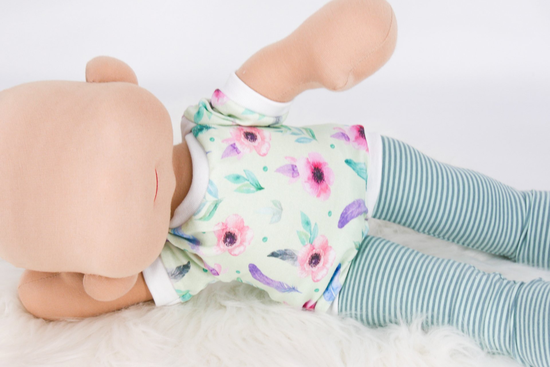 Puppenstrumpfhose || azur / mint gestreift || Strumpfhosen für Waldorfpuppe || Für Puppen zwischen 40 und 50cm