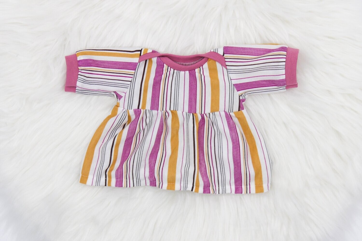 Puppenkleid || rosa / gelb Streifen || Sommerkleid || für Puppenbabys und Puppenkinder zwischen 40 und 50 cm