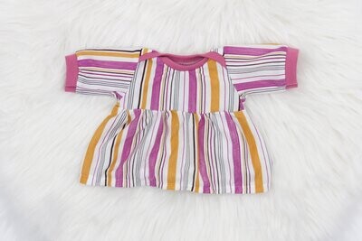 Puppenkleid || rosa / gelb Streifen || Sommerkleid || für Puppenbabys und Puppenkinder zwischen 40 und 50 cm