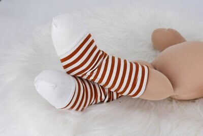 Puppensocken ||orange / rost / weiß gestreift || Socken für Waldorfpuppe || Für Puppen zwischen 40 und 50cm