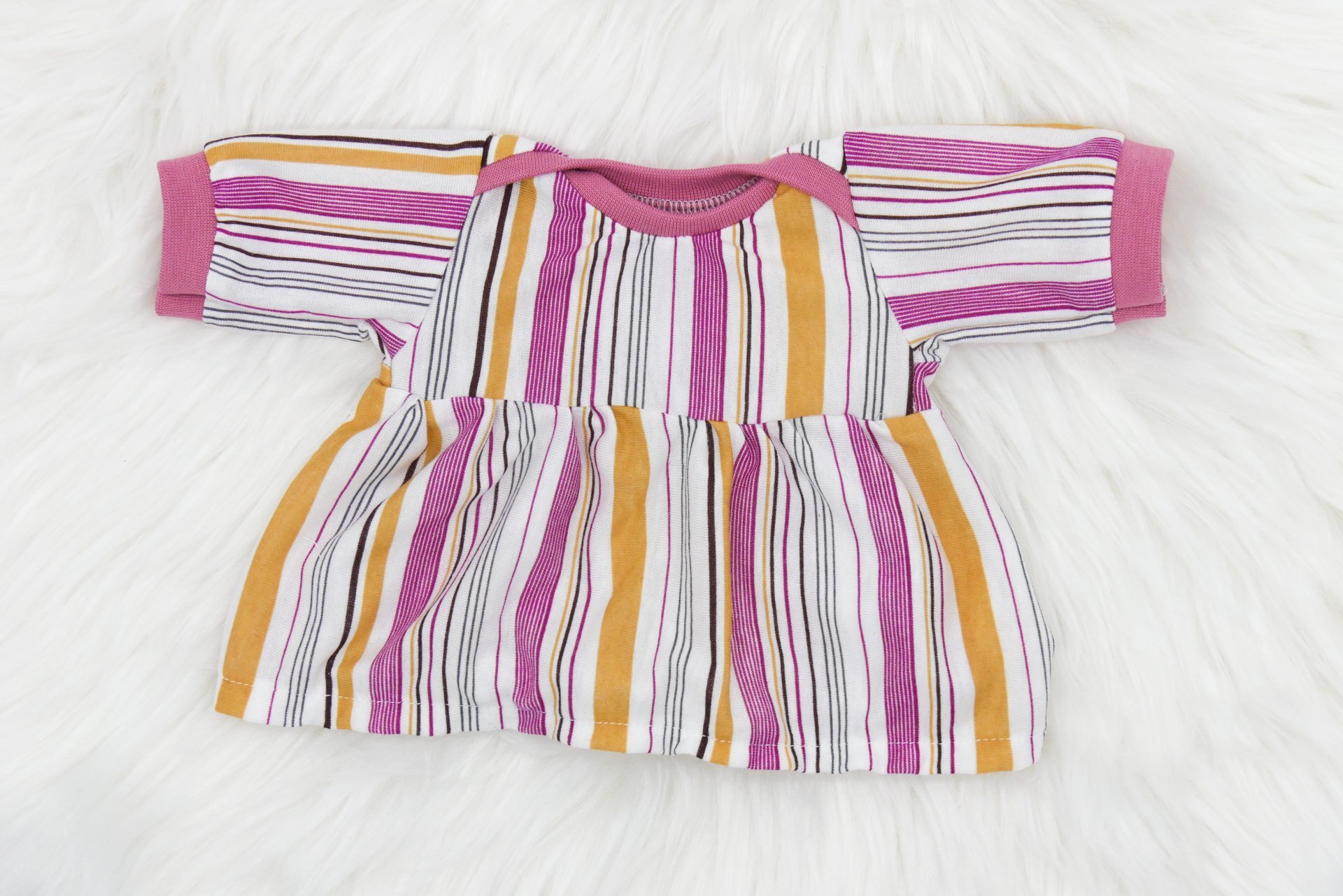 Puppenkleid || rosa / gelb Streifen || Sommerkleid || für Puppenbabys und Puppenkinder zwischen 40 und 50 cm