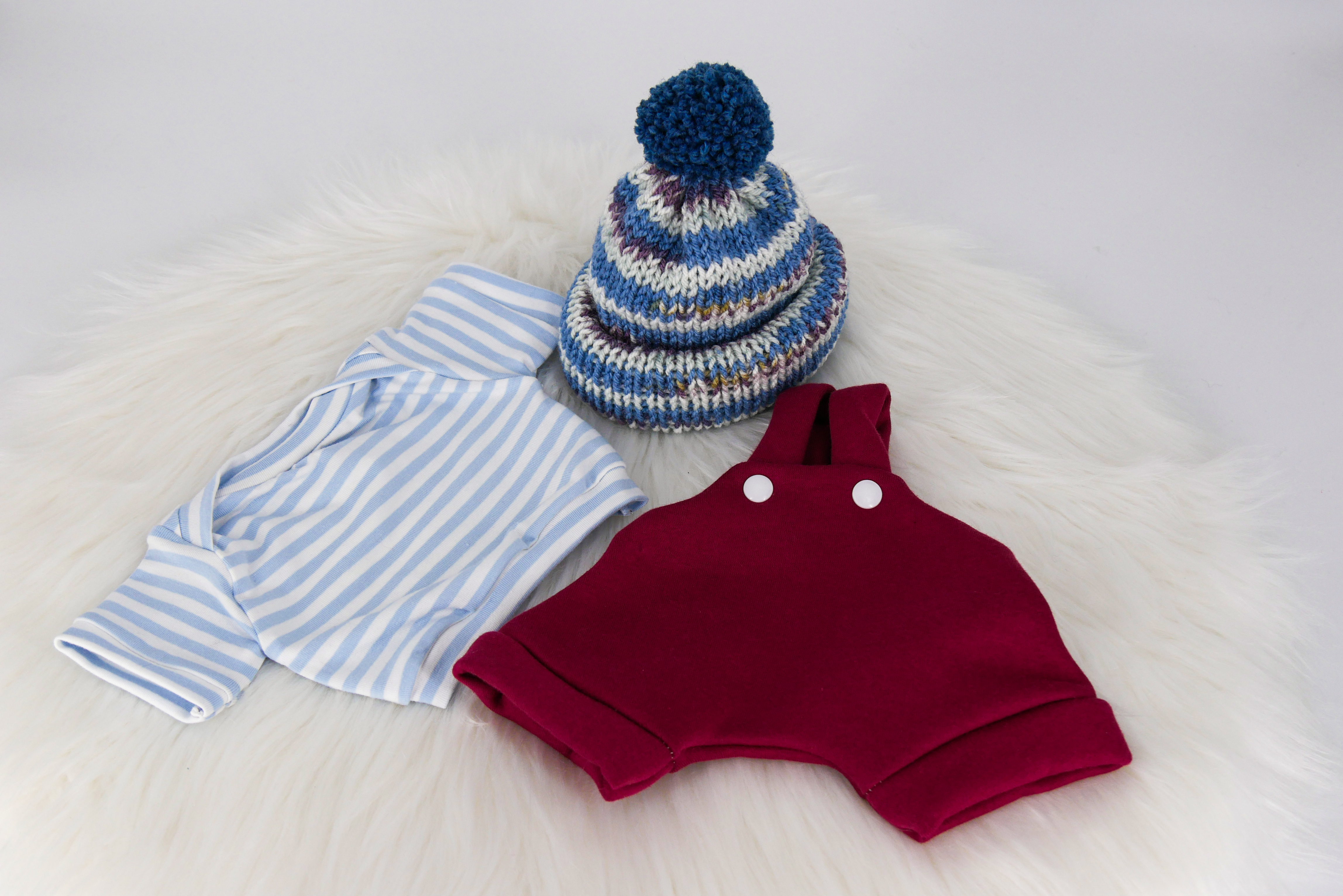 Puppen T-Shirt ||Hellblau/Weiß gestreift|| für Puppen zwischen 40 und 50 cm