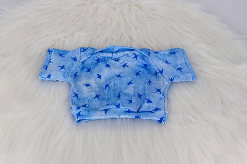 Puppen T-Shirt || Blaue Schwalben|| für Puppen zwischen 40 und 50 cm