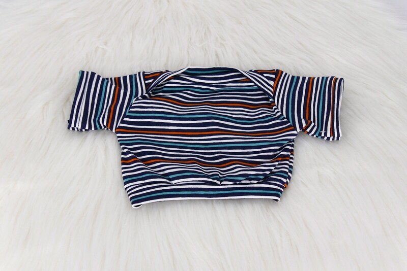 Puppen T-Shirt |Blau/Weiß/Orange gestreift| für Puppen zwischen 40 und 50 cm