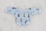 Puppen Baby Body || blau mit Waldtieren || für Puppen zwischen 45 und 50 cm