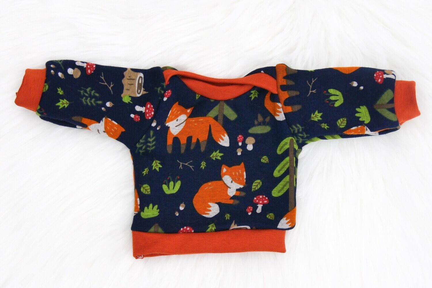 Puppen Pullover || blaue Füchse || Pullover für  Puppen zwischen 45 und 50 cm