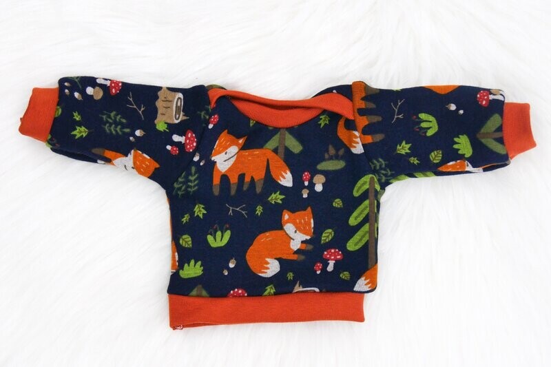 Puppen Pullover || blaue Füchse || Pullover für  Puppen zwischen 45 und 50 cm