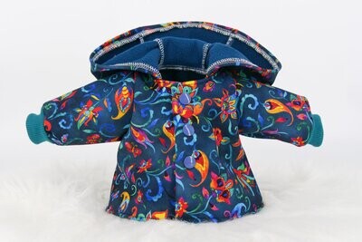 Puppen Softshell Jacke mit Kapuze || Regenbogenmuster || für Puppen zwischen 40 und 50 cm