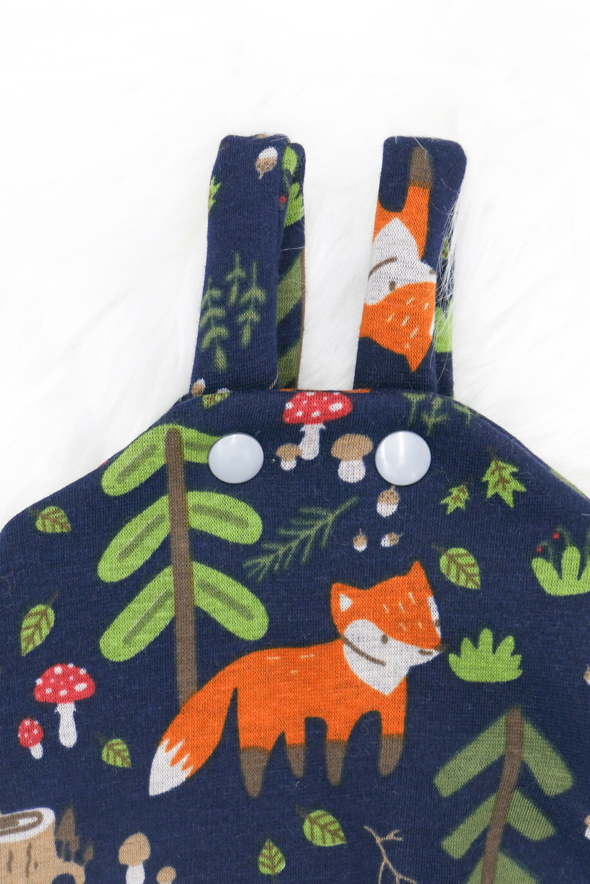 Latzhose || blau mit Fuchsmuster || Latzhose für Puppen zwischen 40 und 50cm