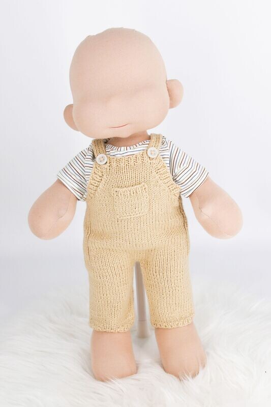 Strick Latzhose || beige lang || Latzhose für Puppen zwischen 40 und 50cm