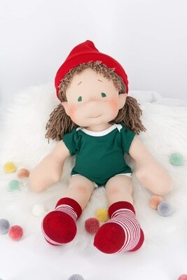 Kleiderset "Wichtel" || Weihnachtssocken, grüner Body und Wichtelmütze || für Puppenbabys und Puppenkinder zwischen 45 und 50 cm