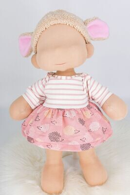 Puppenkleid || für Stoffpuppen von Elsklinger || Igelmuster/ rosa weiß gestreift|| für Puppen zwischen 45 und 50 cm