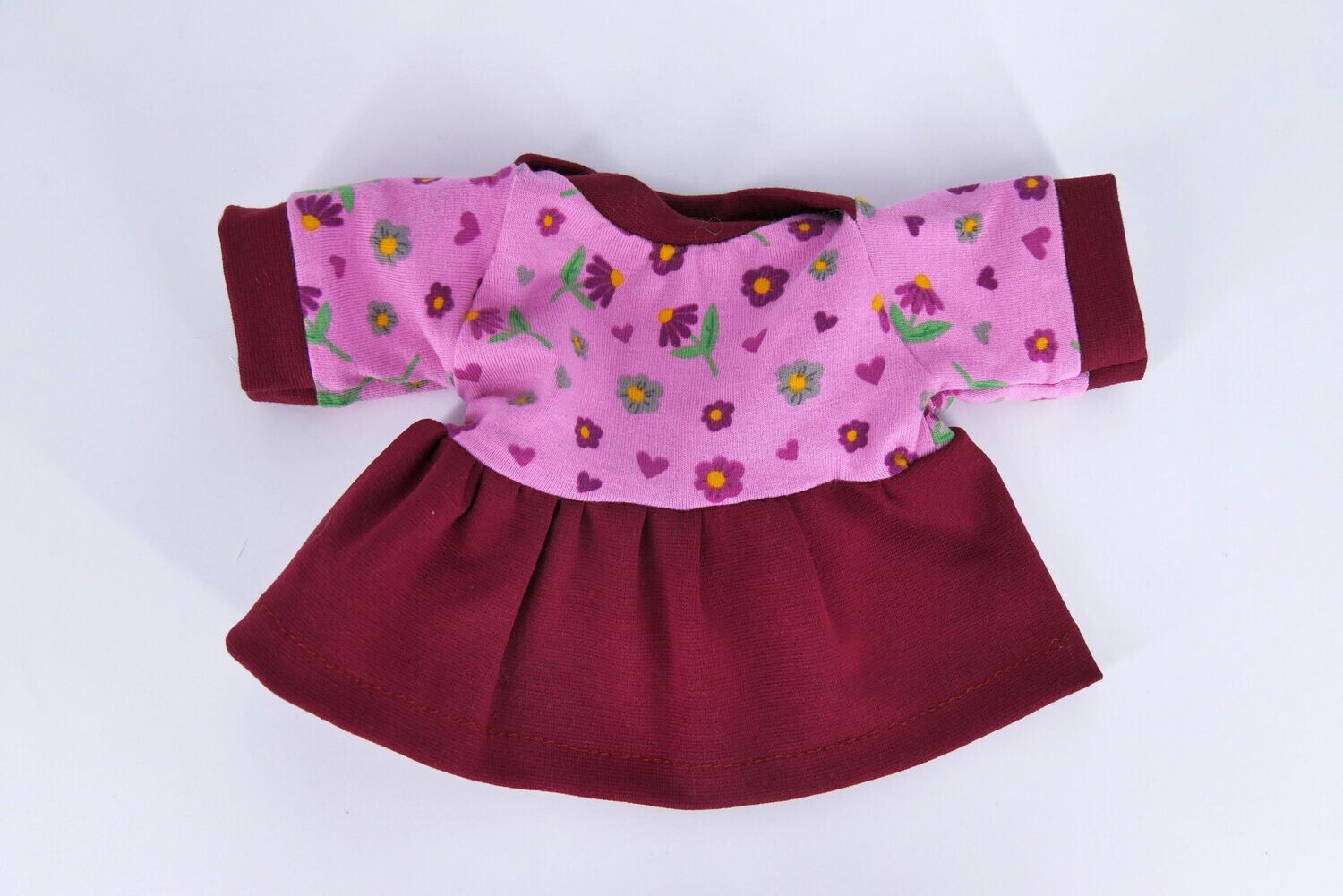 Jerseykleid für Elsklinger Sandwichkinder || weinrot-altrosa || süßes Jerseykleid mit amerikanischem Kragen || für 35cm große Puppen