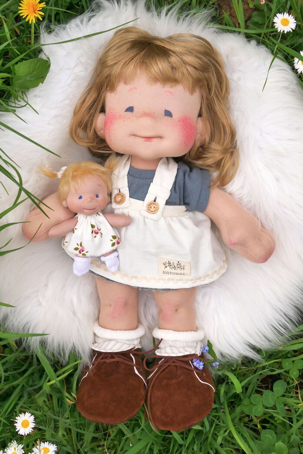 Puppenmädchen Emmie mit klein Iva || Art: Waldorfpuppe || Puppenkind 50 cm