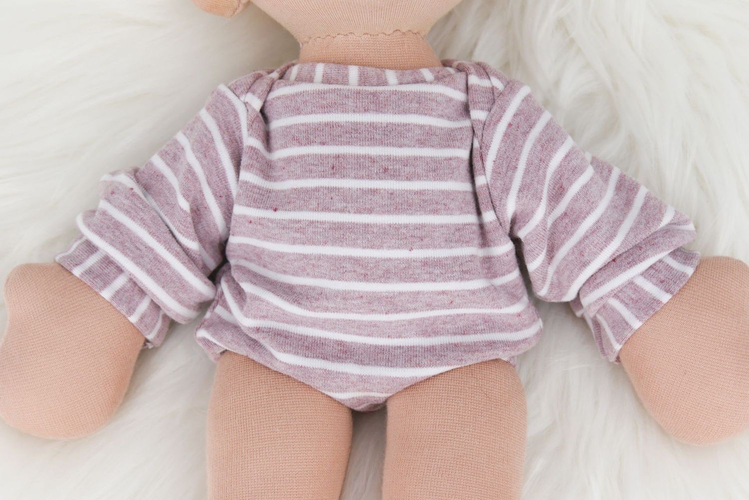 Jerseybody für Elsklinger Sandwichkinder || rose-weiß gestreift || für 35cm große Puppen