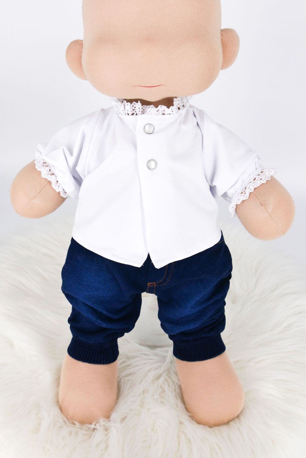 Oversized Puppen Bluse || weiß mit schönen Details || für Puppen zwischen 40 und 50 cm