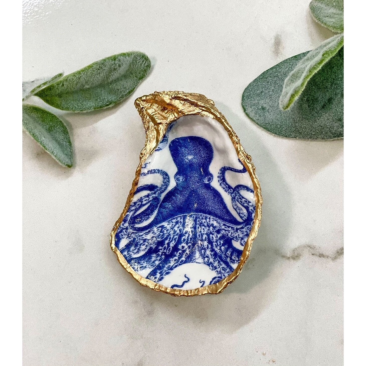 Blue Octopus Oyster Trinket Dish