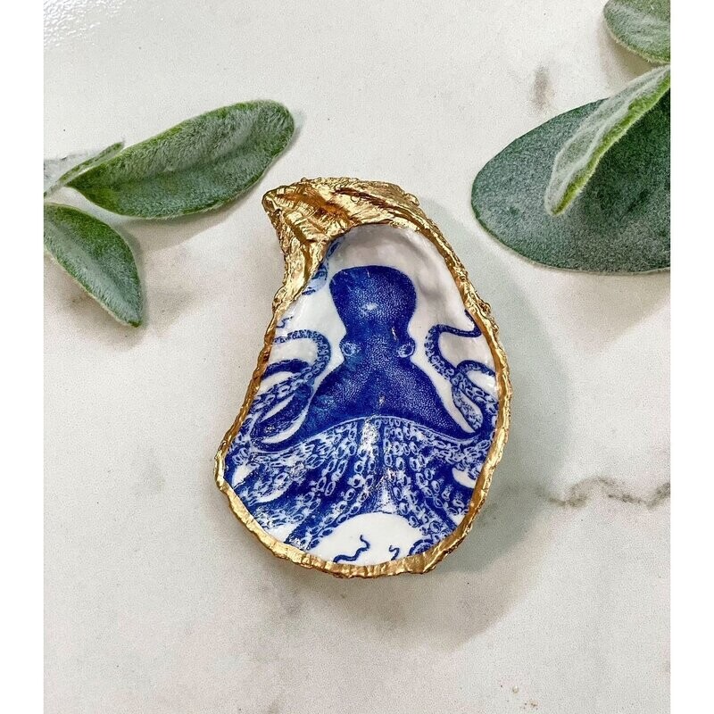 Blue Octopus Oyster Trinket Dish