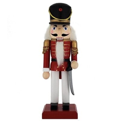 Traditional Soldier Nutcracker Red White Black Hat